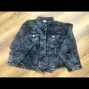 Distressed Black Jean Jacket